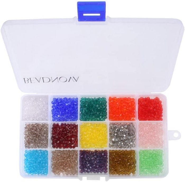 BEADNOVA 4mm Bicone Glass Beads Facted Bicone Crystal Beads