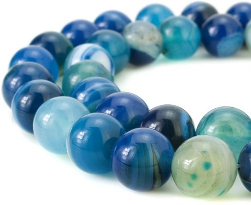 BEADNOVA 8mm Natural Blue Banded Agate -1