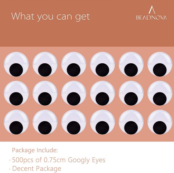 BEADNOVA Black Wiggle Googly Eyes 8mm -1