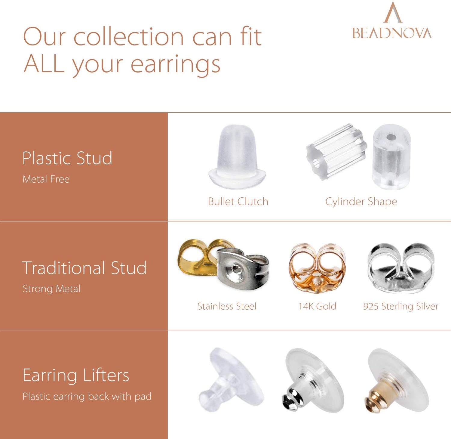 plastic earring backs, earring findings, 07733, B'sue Boutiques