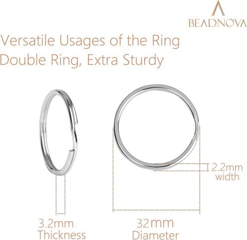 Beadnova Key Chain Ring Metal Split Ring-32mm
