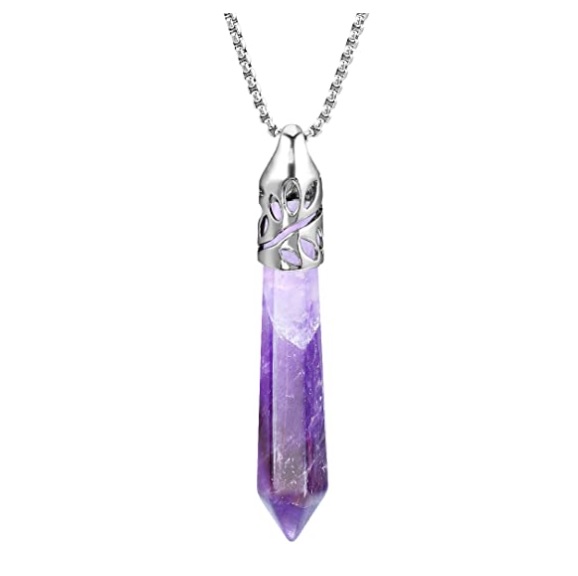 amethyst healing crystal necklace