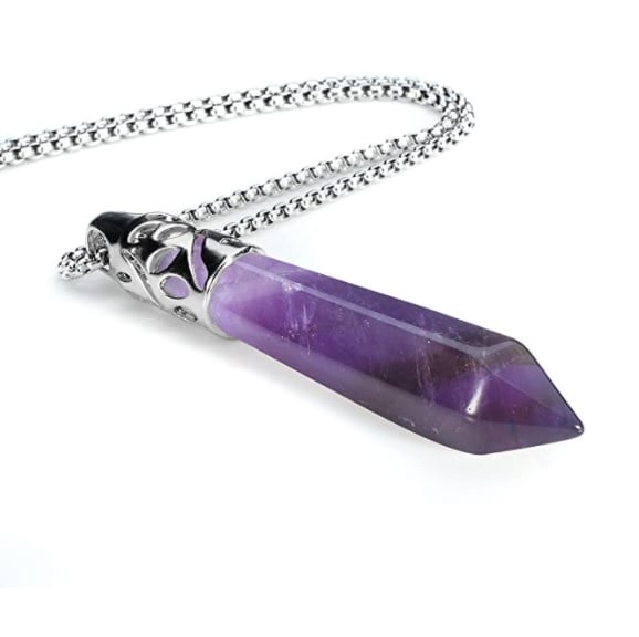 Amethyst Crystal Point Necklace for Men and Women, February Birthstone  Necklace, Amethyst Protection Necklace Sterling Silver or Cord - Etsy
