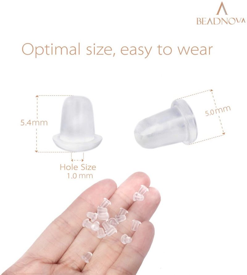 BEADNOVA Earring Backs Rubber Soft Clear Earing Backings Replacement ...