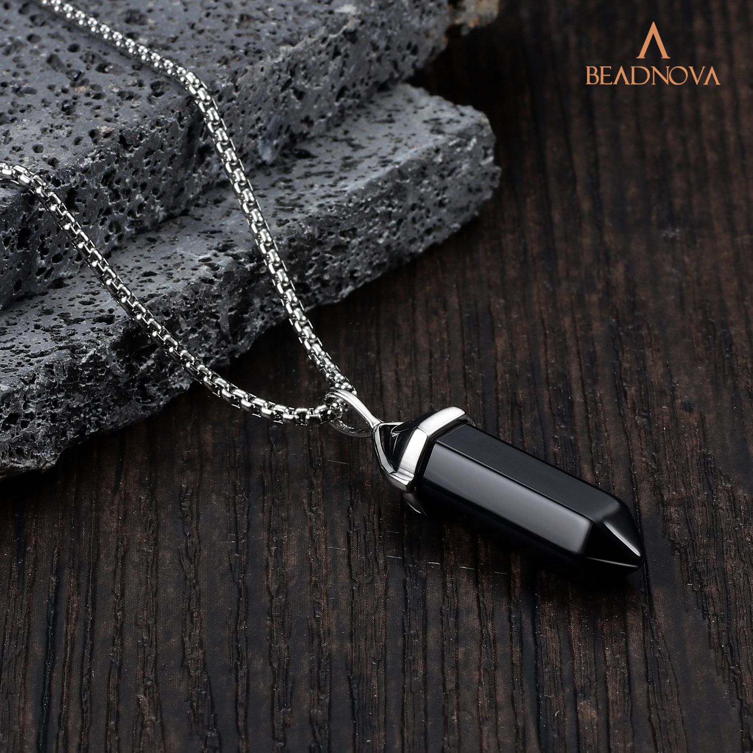 black onyx crystal necklace