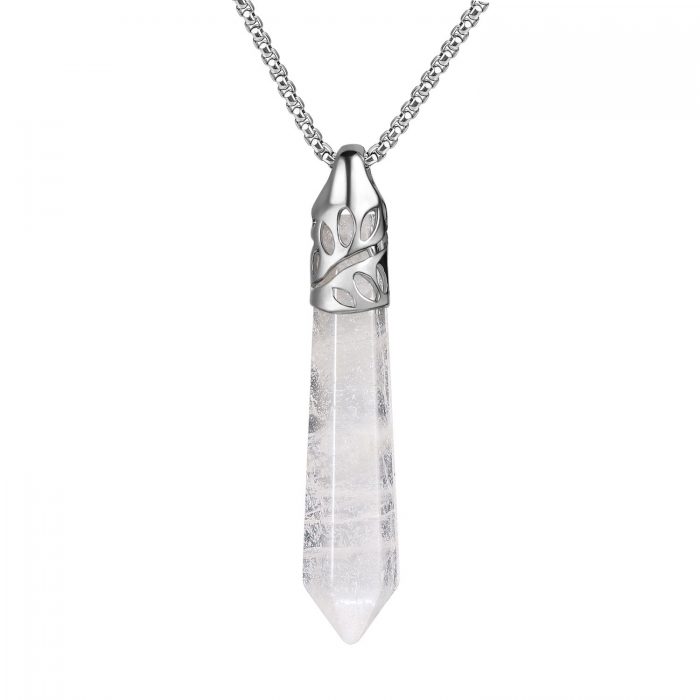 white quartz crystal necklace