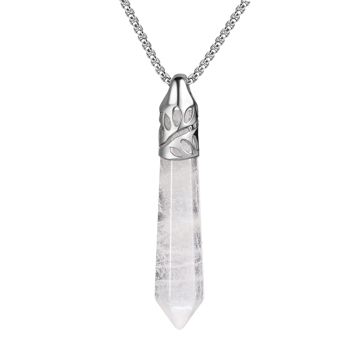 white quartz crystal necklace