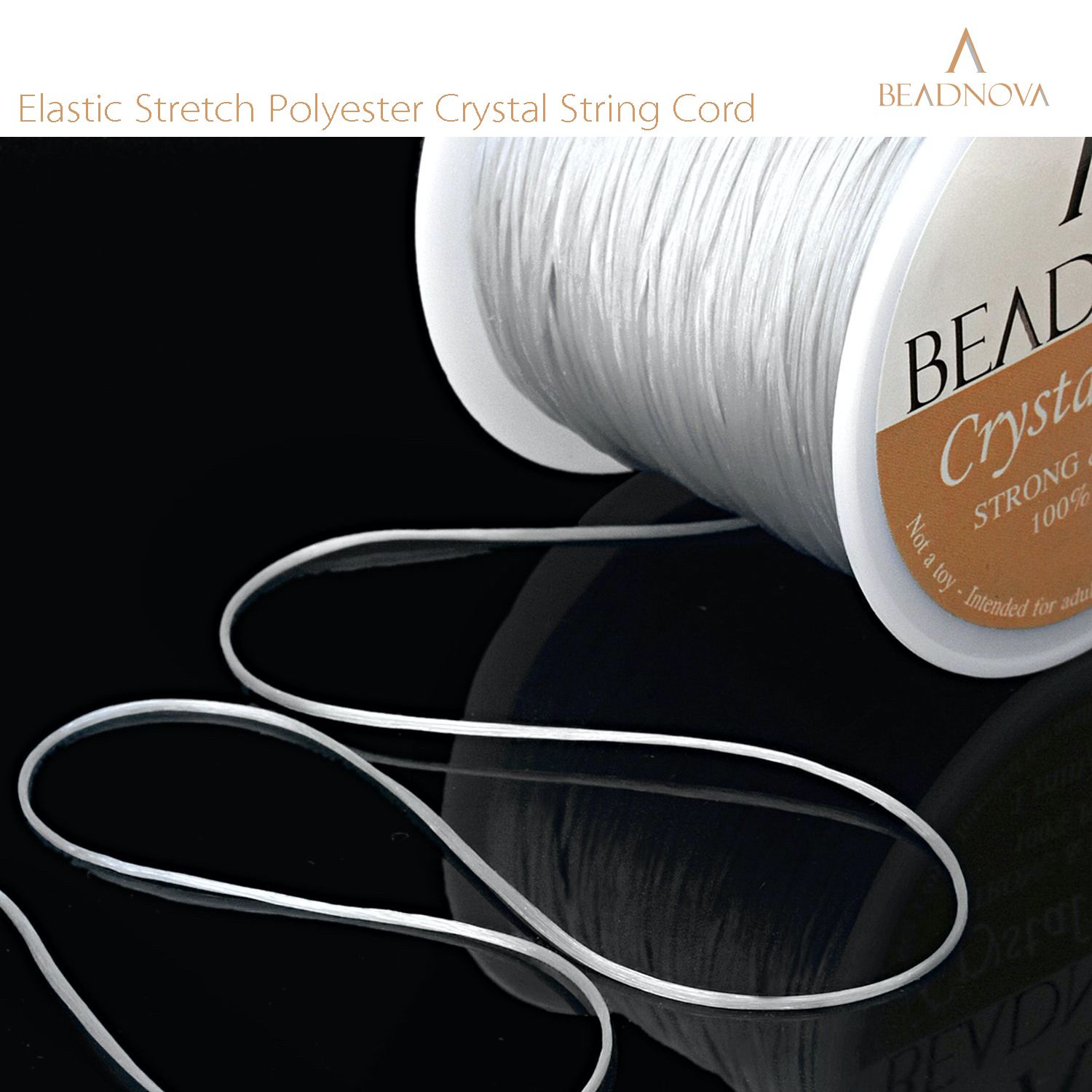 BEADNOVA Elastic String 1mm Flat Elastic Bracelet String Beading String  Beading Cord Stretchy String for Bracelets Jewelry Making (200m) - Beadnova
