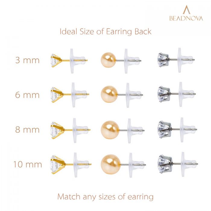 BEADNOVA Clear Rubber Earring Backs Replacements for Heavy Studs Bullet ...
