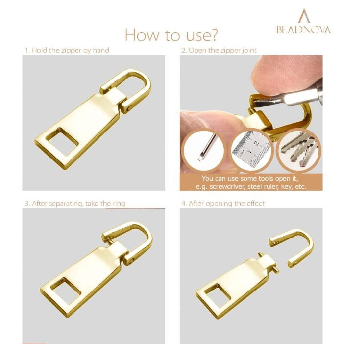 Gold Zipper Pull Replacement