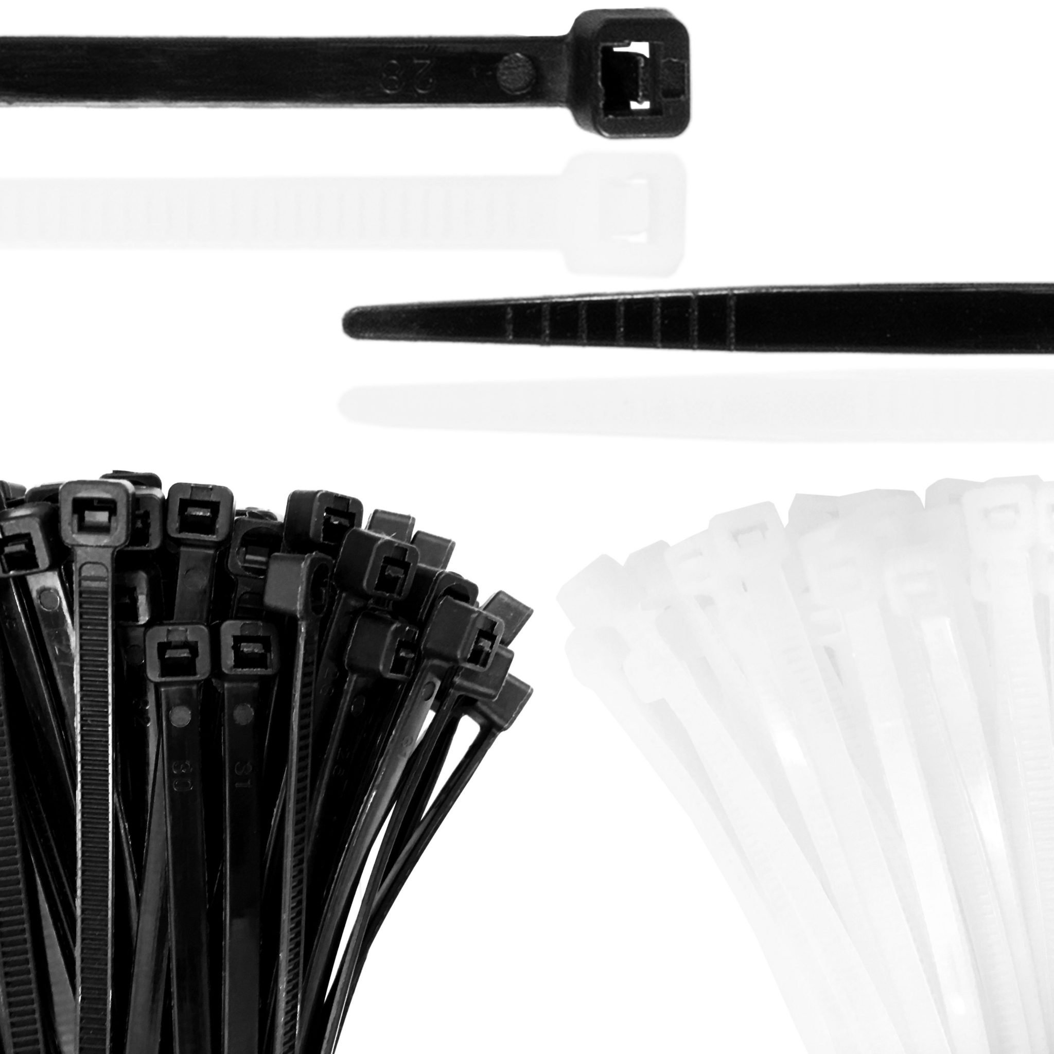 Beadnova Cable Ties 100 Pcs Tie Wraps Zip Ties Heavy Duty for Multi-Purpose 8 Inch, Black and White, 50pcs for Each 