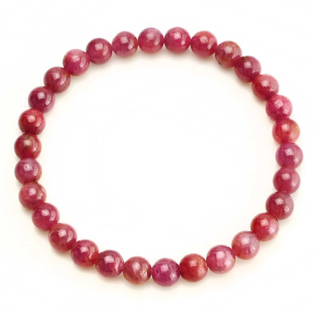 Pink Ruby Gemstone Stretch Bracelet