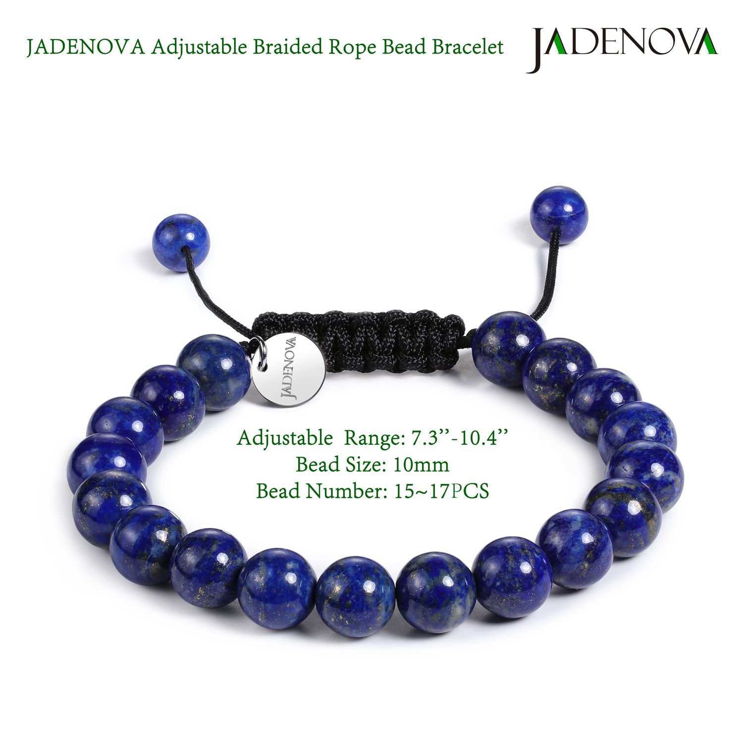 JADENOVA 8/10mm Natural Lapis Lazuli Gemstone Bracelet Elastic Stretch ...