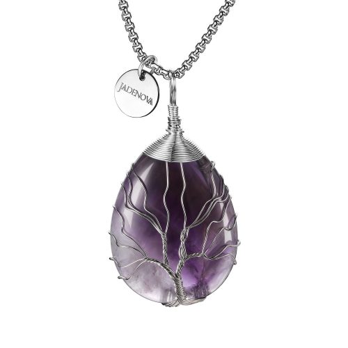 Wire Wrapped Teardrop Amethyst Necklace