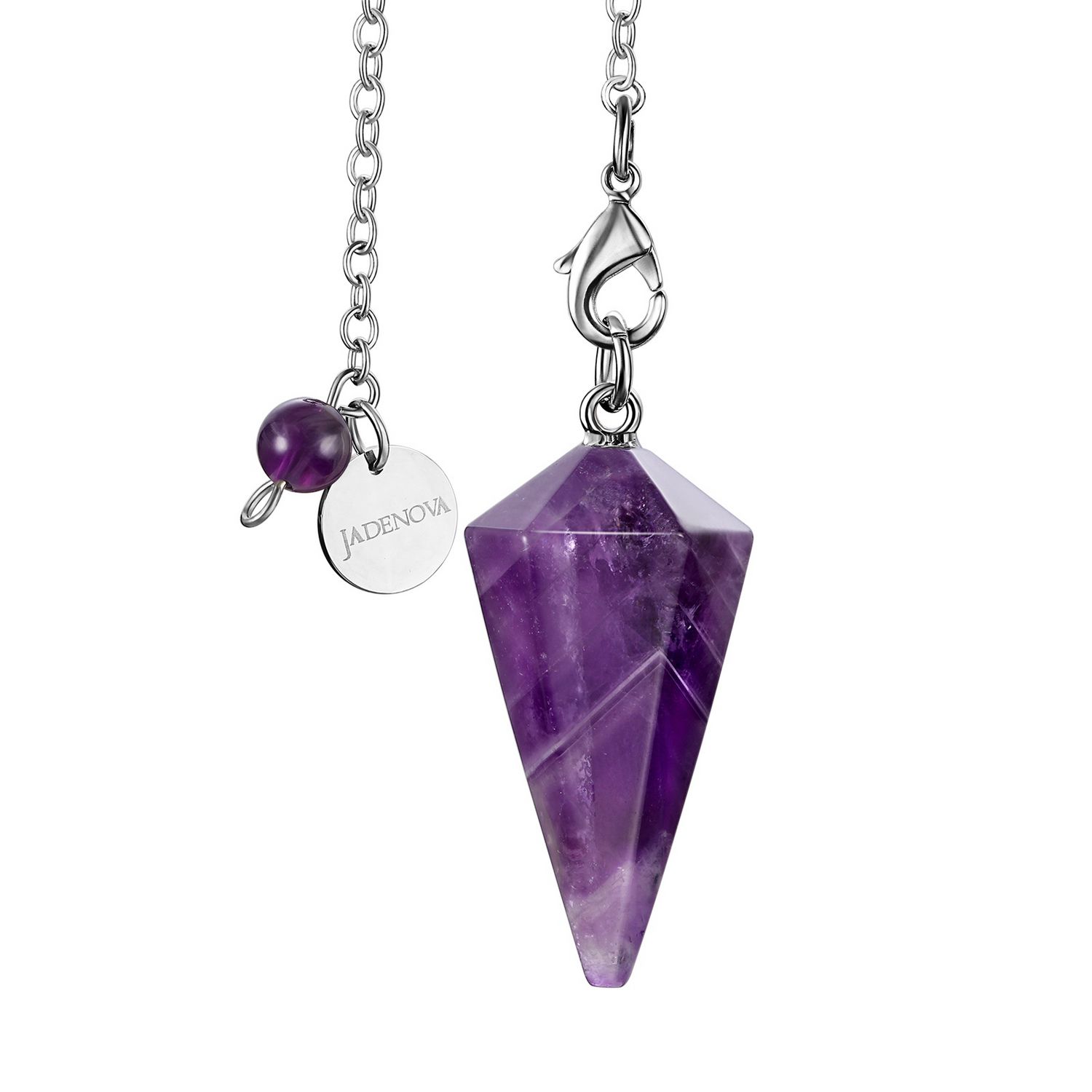 thumbnail image 2 of Natural Crystal Quartz Pendulum Pendant - Chakra Healing Gemstone Necklace, Adjustable Chain 2 of 5