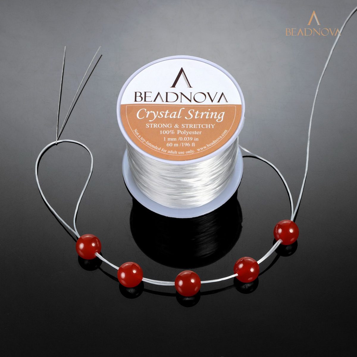 BEADNOVA 1mm Clear Crystal String for Beading Elastic Bracelet String ...
