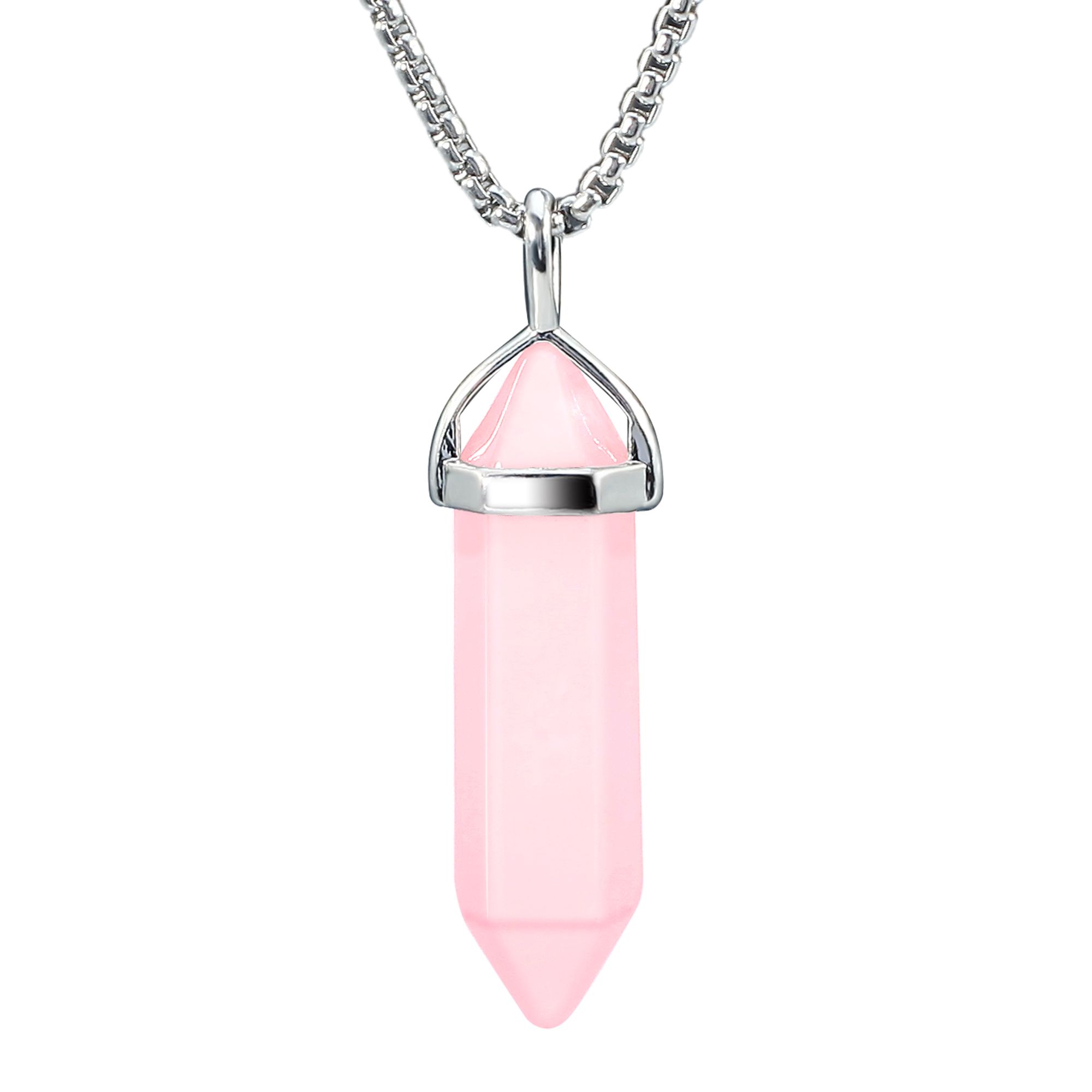 Rose quartz necklace      nickel/&lead free chain