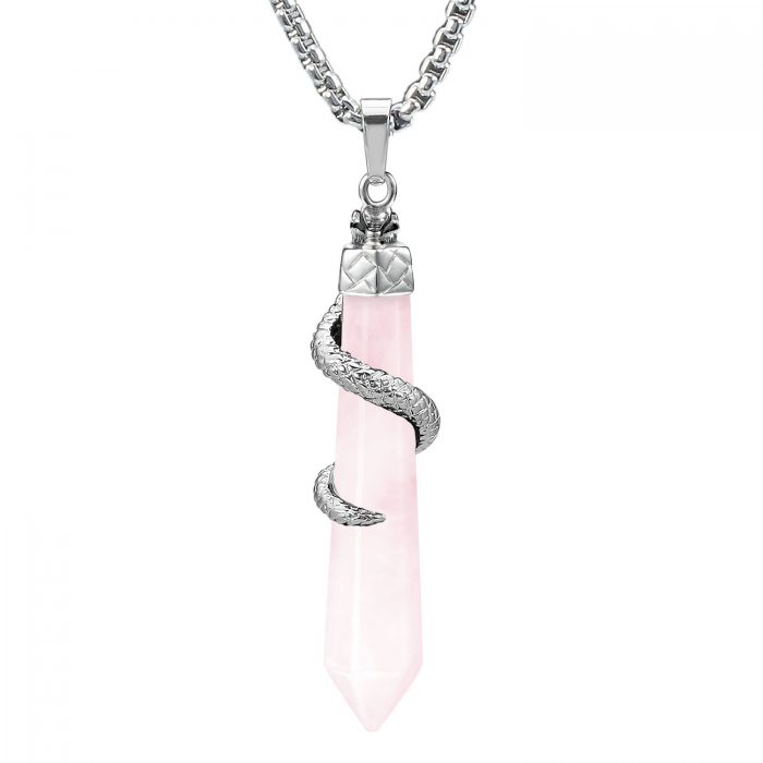 beadnova rose quartz wrap pendant necklace