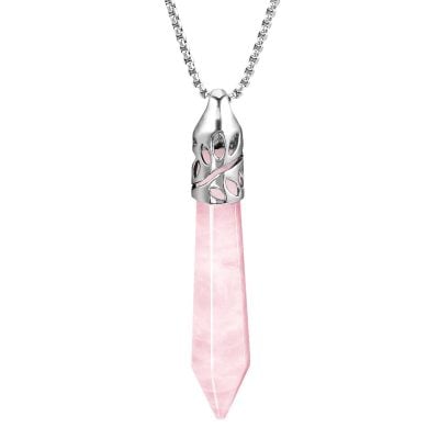 rose quartz crystal necklace