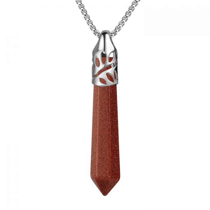 long goldstone crystal necklace