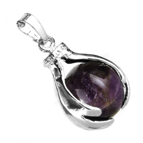 Amethyst Ball Pendant Crystal Necklace