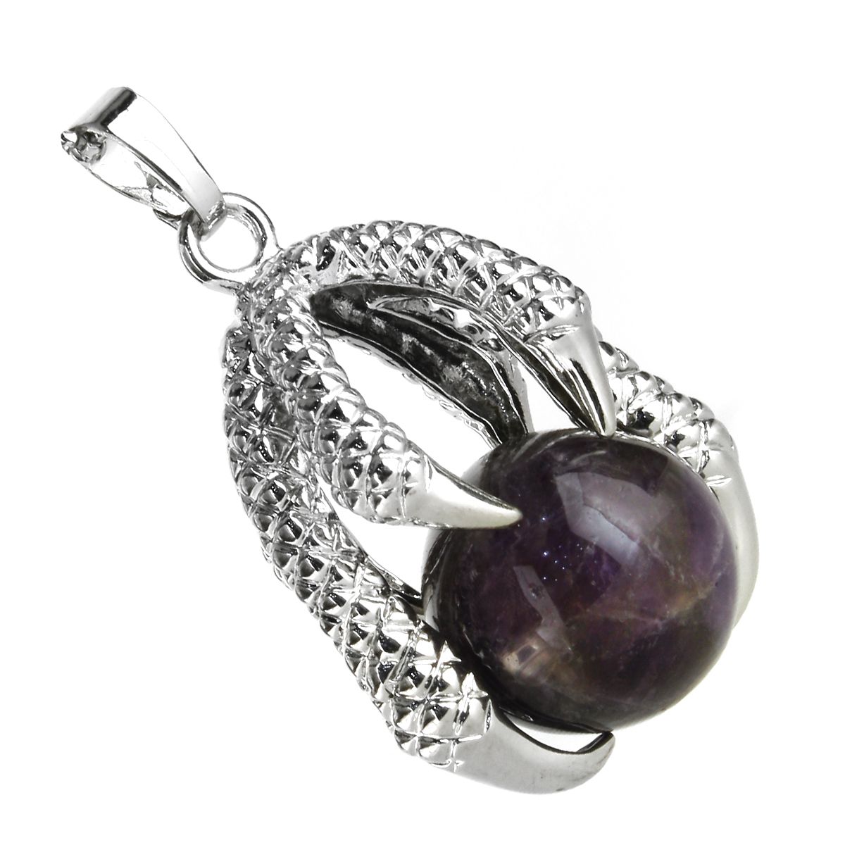 BEADNOVA Gothic Dragon Claw Natural Amethyst Gemstone Necklace Crystal ...