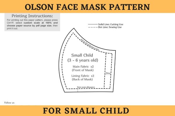 Free printable 3D Olson Face Mask Pattern for small Child