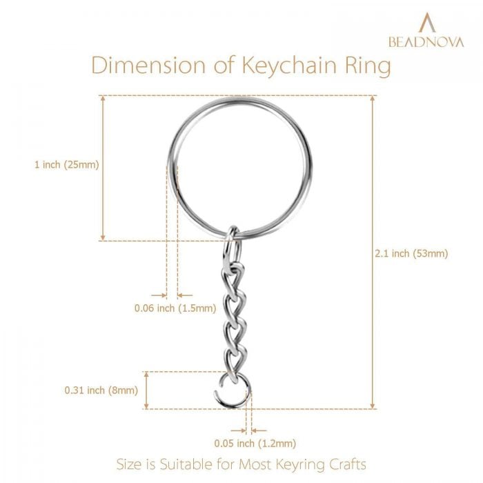 BEADNOVA Split Key Ring with Key Chains and Jump Ring Metal Split Keychains Ring for Crafts DIY Keychain Accessories Resin(25mm, 300pcs)