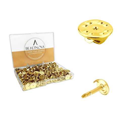 BEADNOVA Butterfly Pin Backs Clutch Tie Tacks Pin Backs for Lapel Pins Blank Pins with Pin Backing (Gold, 150 Sets)
