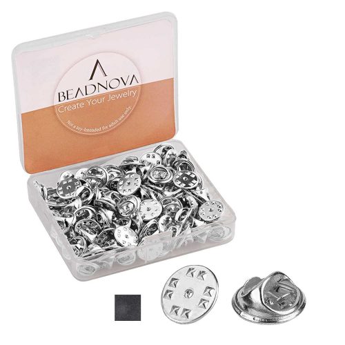 BEADNOVA Butterfly Clutch Pin Backs Locking for Enamel Pin Backs Lapel Pin Backs (Silver, 100 pcs)