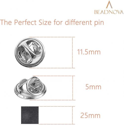 BEADNOVA 50 Pairs Pin Backings Tie Tacks Blank Pins with Rubber Pin  Backings Pin Backs for