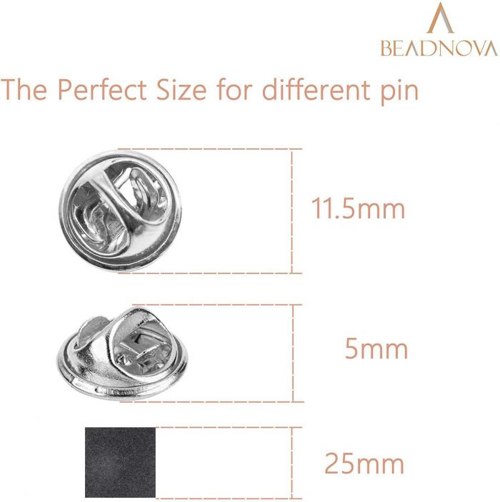 BEADNOVA Butterfly Clutch Pin Backs Locking for Enamel Pin Backs Lapel Pin Backs (Silver, 100 pcs)