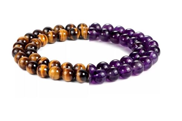 tiger eye and amethyst gemstone combination