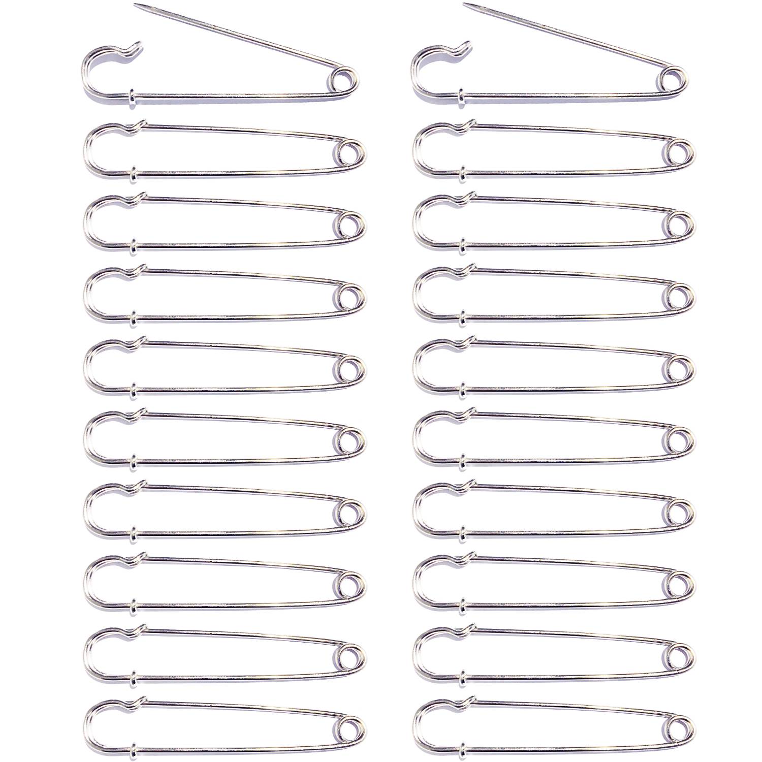 BEADNOVA Large Safety Pins Nickel Finish Clothing Pins Safety