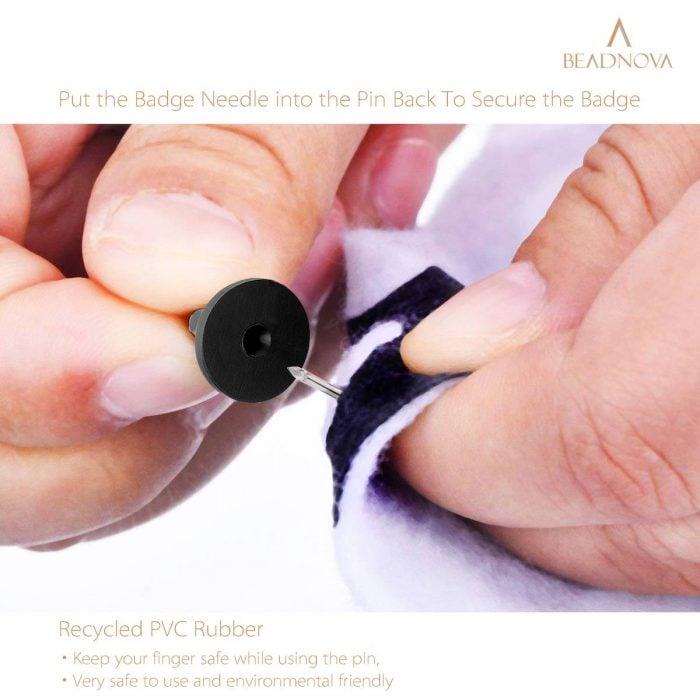 BEADNOVA 200 Pairs Pin Back Lapel Pin Backs Tie Tacks Blank Pins With Rubber Dammits Pin Backs (Silver Black, 200 Sets)
