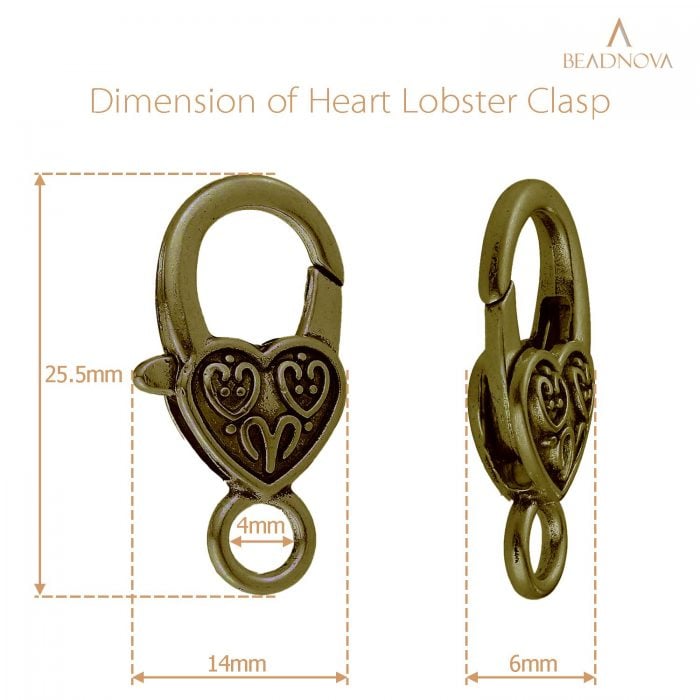 Heart-Lobster-Clasps-Tibetan-Antique-Bronze-And-Silver