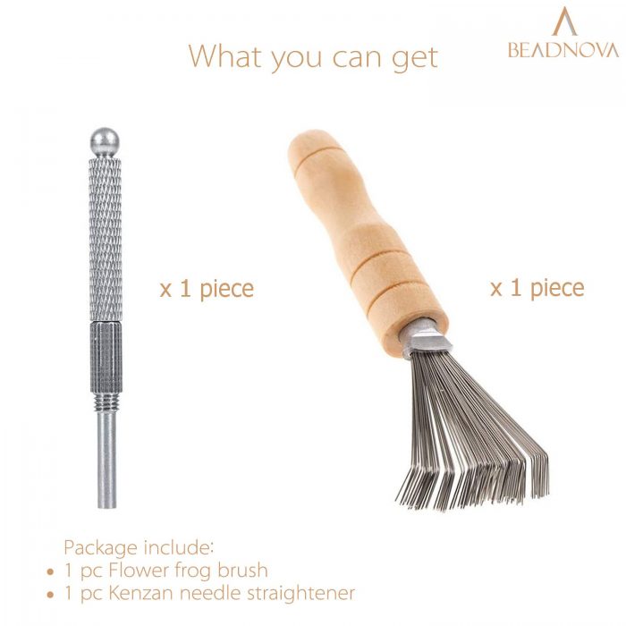 Kenzan-Needle-Straightener-And-Flower-Frog-Brush-Set