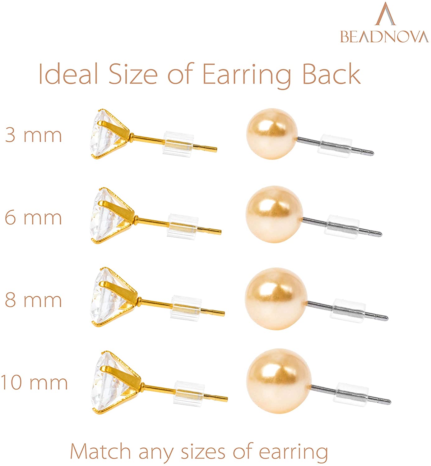 500pcs Clear Earring Backings, Earring Backs Bullet Clutch Stopper Replacements Hypoallergenic Secure Earring Backs for Studs Fish Hook Earrings