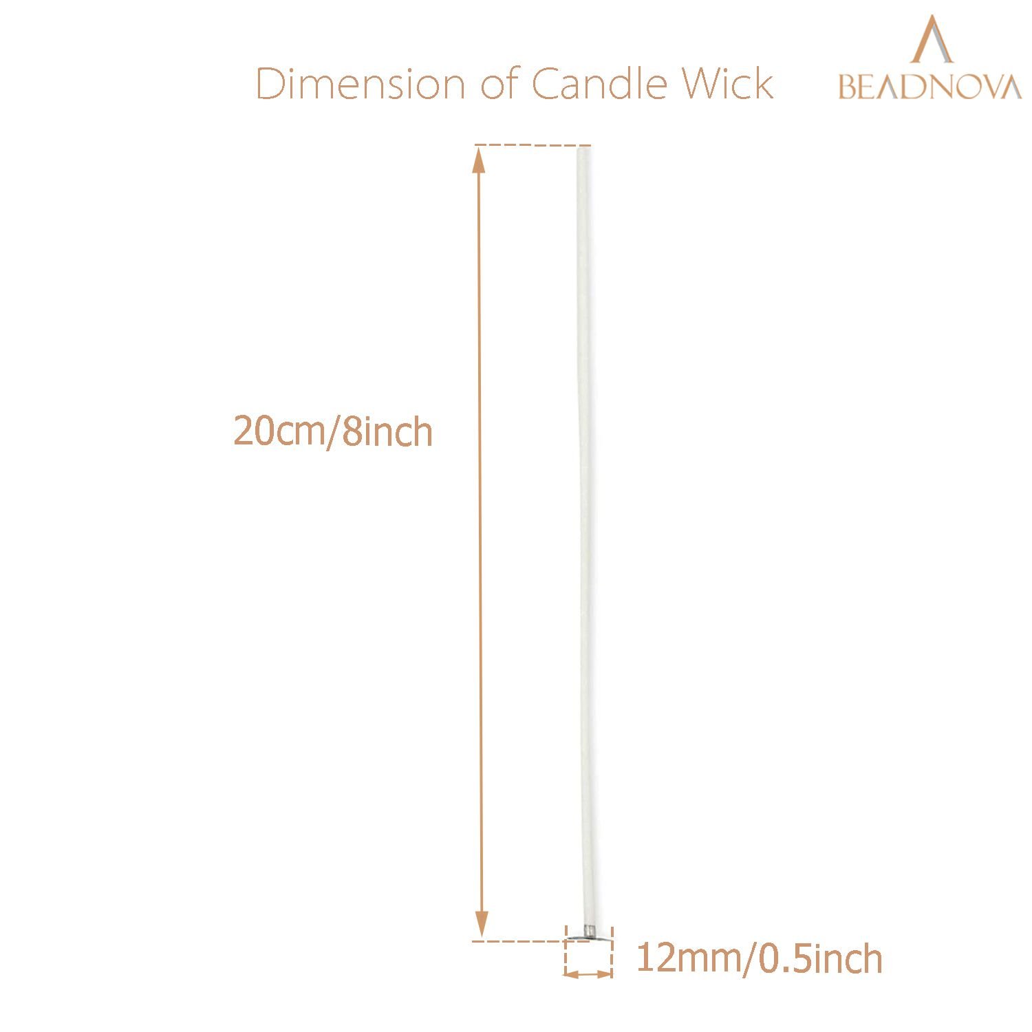 BEADNOVA Candle Wicks 8 Inch 150pcs Large Cotton Candle Wicks for