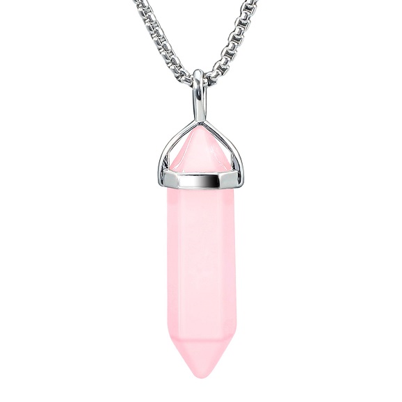 rose quartz crystal necklace