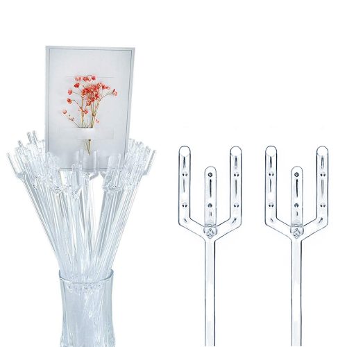 BEADNOVA Floral Pick Card Holder 50pcs 9inch Plastic Straight Head Flower Pick Card Holder for Floral Arrangement Bouquet Wedding Decoration (Fork Shape Head)