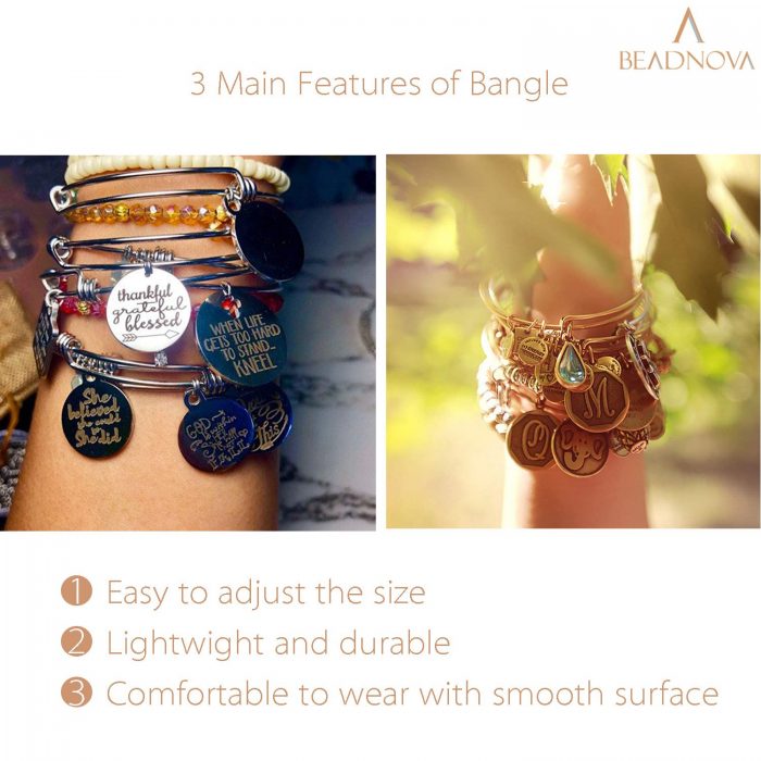 BEADNOVA Bracelet Making Bangles 40 Pcs Gold Expandable Bangle Bracelet Charm Bracelets for Jewelry Making DIY Bracelet (Gold, 40pcs)