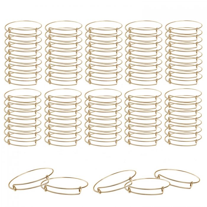 BEADNOVA Bangle Bracelets 80 Pcs Gold Bracelet Making Supplies Charm Bangle Bracelets for Jewelry Making DIY Craft (Gold, 80pcs)