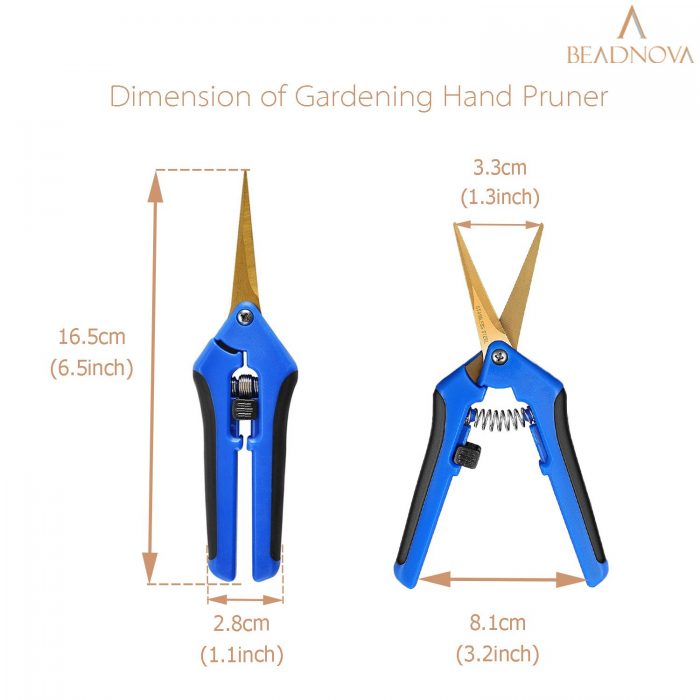 BEADNOVA Trimming Scissors Gardening Scissors Pruning Snips Garden Sheers with Curved Precision Blades Plant Trimmers Pruners for Gardening (Blue, 2 Pcs)