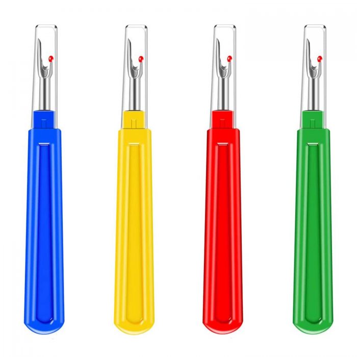 BEADNOVA Seam Ripper 4pcs Stitch Remover Big Stitch Ripper Thread Ripper Tag Remover for Clothes Crafting Sewing (4 Colors)