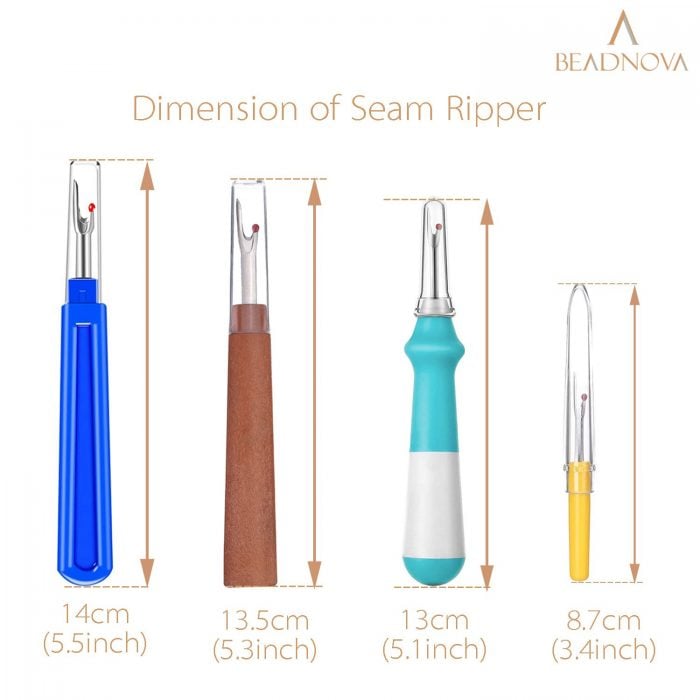 BEADNOVA Seam Ripper 5pcs Plastic Thread Cutter Stitch Remover Large Thread Remover Stitch Eraser Tag Remover for Clothes Crafting Embroidery (4 Styles)