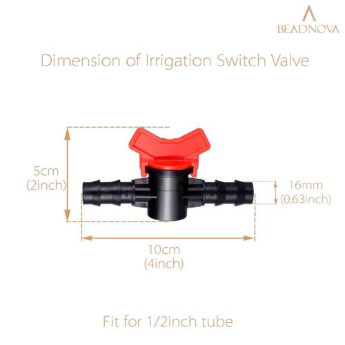 BEADNOVA Drip Irrigation Valves 1/2 Inch Valve Irrigation Switch Gate Valves for 1/2 Inch Tube Watering System Gardening (2 Pcs)