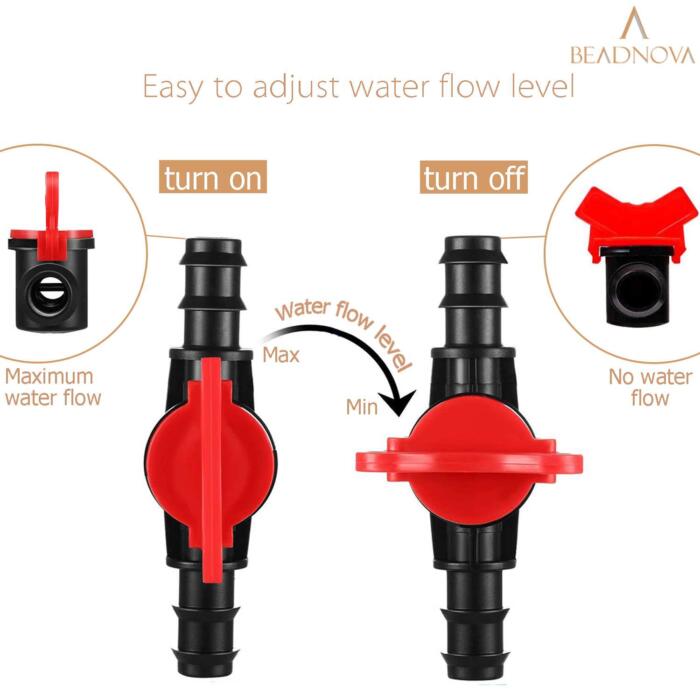 BEADNOVA Drip Irrigation Valves 1/2 Inch Valve Irrigation Switch Gate Valves for 1/2 Inch Tube Watering System Gardening (2 Pcs)