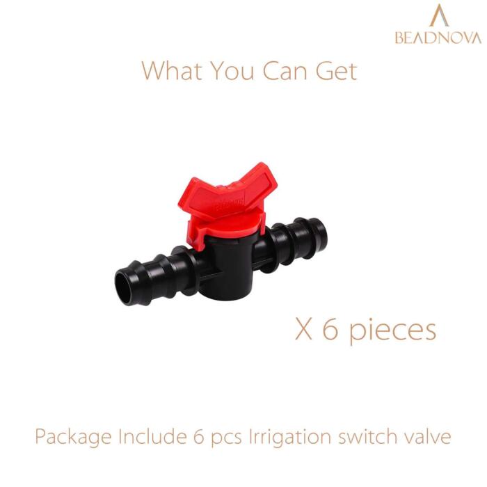 BEADNOVA Drip Irrigation Switch Valves 1/2 Inch Valve Irrigation Switch Gate Valves for 1/2 Inch Tube Watering System Gardening (6 Pcs)