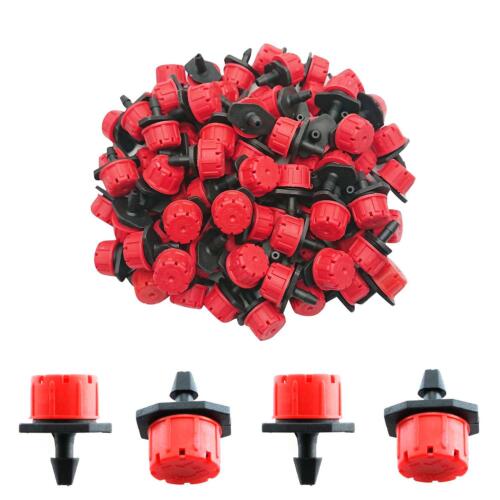 BEADNOVA Adjustable Irrigation Drippers Sprinklers 50 Pcs Irrigation Drippers 360 Degree Drip System Emitters Sprinklers Drippers for Drip Irrigation 1/4 Inch Tube Gardening (Red)